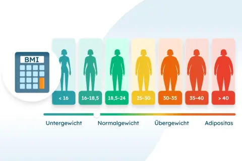 BMI-Rechner zeigt verschiedene Körpertypen von Untergewicht bis Adipositas. So ermitteln Sie, wieviel Kalorien Sie zu sich nehmen dürfen.