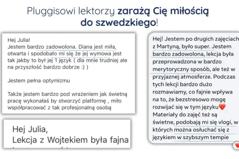 Opinie o kursie szwedzkiego: "Jestem bardzo zadowolona", "lekcja była super", "świetna praca". Lektorzy zarażają miłością do języka!
