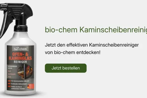bio-chem Kaminscheibenreiniger: kraftvoller Aktivschaum gegen Ruß, Schmauch und Fett. Ideal zum Kaminscheibe reinigen eingebrannt.