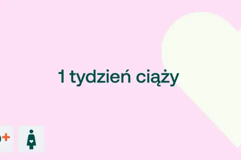 Pierwszy tydzień ciąży. Delikatny róż i serce symbolizują początek tej niezwykłej podróży przez trymestry ciąży.