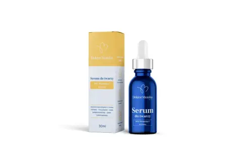 Serum do twarzy Doktor Monika z 10% Witaminą C etylową, kluczowym składnikiem w kosmetykach dla rozświetlenia i odmłodzenia skóry.