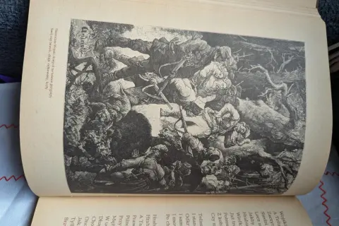 Ilustracja z "Pana Tadeusza" przedstawiająca scenę batalistyczną z postaciami w strojach z epoki.