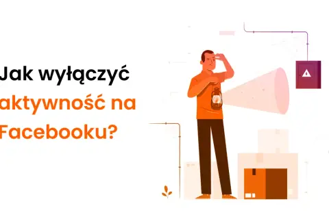 Jak wyłączyć aktywność na FB i Messengerze? Ilustracja pokazuje mężczyznę z latarnią szukającego rozwiązania.