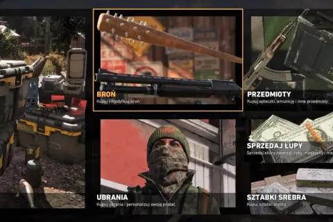 Menu gry Far Cry 5 poradnik: broń, przedmioty, amunicja, ubrania, sprzedaż łupów i sztabki srebra.