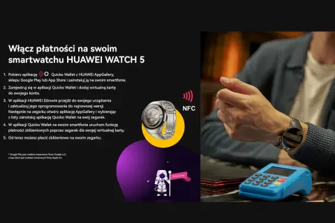 Jak połączyć smartwatch Huawei z telefonem, by płacić zbliżeniowo. Instrukcja krok po kroku, jak skonfigurować płatności NFC na zegarku.