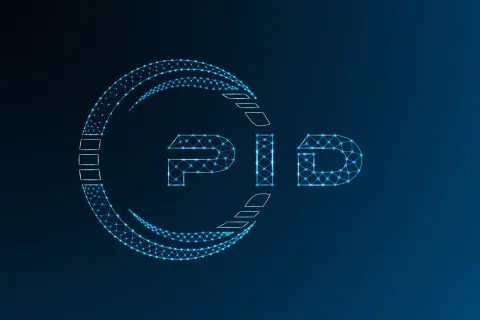 Sieć neuronowa tworzy literę "PID" w neonowym blasku. Co to jest PID? To symbol innowacji.