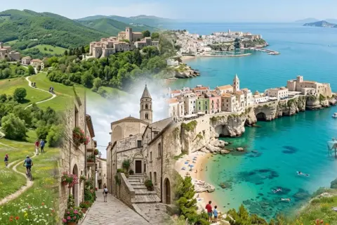 Un borgo collinare e un paese a picco sul mare cristallino. A Foggia c'è il mare, tra sentieri verdi e spiagge incantevoli.