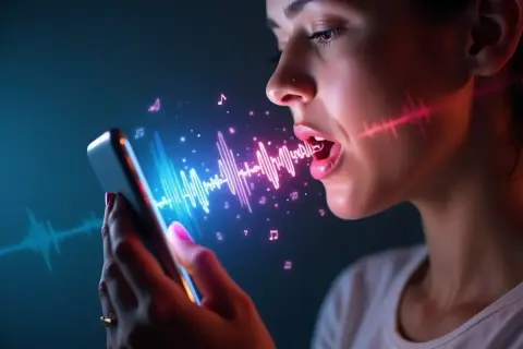 Kobieta śpiewa do telefonu, który analizuje dźwięk. Tak łatwo jak nigdy, jak znaleźć piosenkę po teledysku.