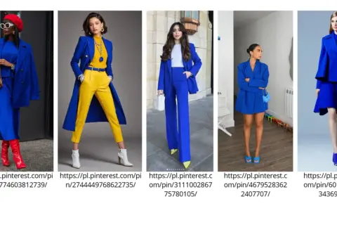 Eleganckie chabrowe spodnie w stylizacjach: od garniturów po płaszcze. Inspiracje modowe.