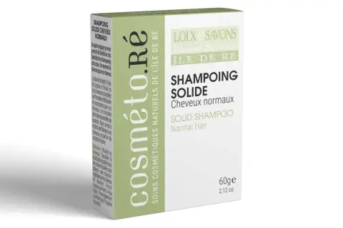 Un galet de shampoing solide pour cheveux normaux, aux ingrédients naturels de l'Île de Ré.
