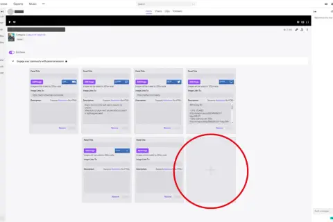 Twitch-Panels auf Deutsch: Hier werden die Einstellungen für die Twitch-Panels gezeigt, mit Optionen zum Hinzufügen von Bildern und Links.