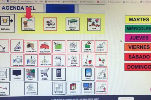 Agenda visual con actividades diarias para el lunes, como desayunar, hacer la cama y jugar. Muestra horarios bonitos y organizados para la rutina.