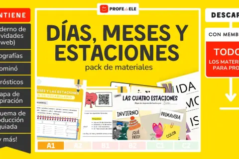 Materiales para profes sobre días, meses y estaciones. Incluye actividades, infografías y mapas de inspiración para aprender los meses del año.