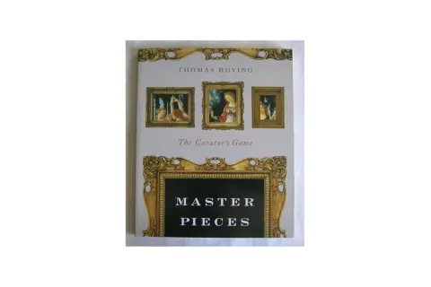Book cover for "The Curator's Game" by Thomas Hoving, featuring framed Renaissance paintings and the title "MASTER PIECES.