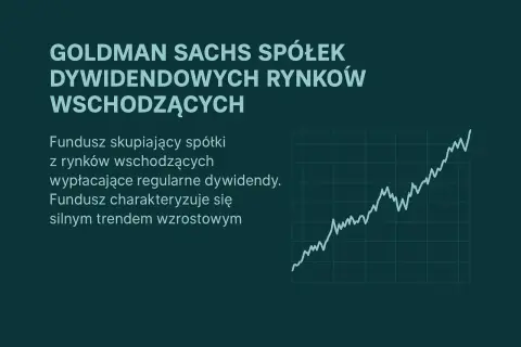 Goldman Sachs: fundusz spółek dywidendowych rynków wschodzących z silnym trendem wzrostowym. Wykres pokazuje wzrost.