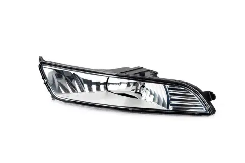 Reflektor przeciwmgielny do Ford Mondeo MK5, z przezroczystym kloszem i czarną obudową.