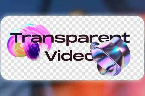 Abstract shapes and text "Transparent Video" on a transparent background, perfect for After Effects projects.