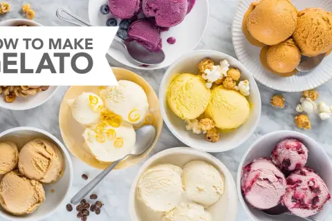 Verschiedene Sorten Eis, inspiriert von einem original italienisches Eis Rezept. Mit Beeren, Zitrone, Karamell und mehr.