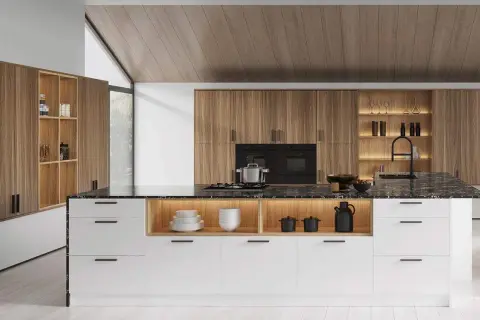 Cocinas blancas y madera: ¿Cómo diseñar la perfecta? Guía experta