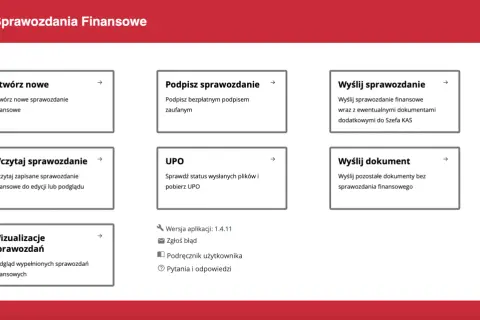 Panel e-Sprawozdania Finansowe: Utwórz, wczytaj, podpisz sprawozdanie finansowe, wyślij dokumenty.
