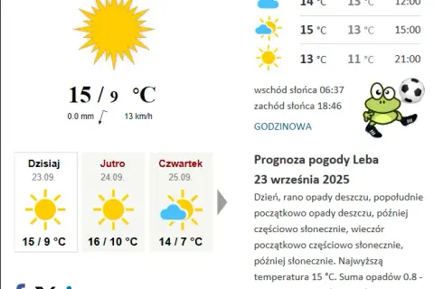 Jaka pogoda w Łebie? Sprawdź, co Cię czeka dzisiaj!