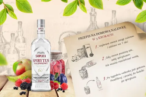 Butelka Soplicy Spirytus Naleśnikowy, owoce i przepis na nalewkę. Poczuj ducha puszczy tworząc własne trunki.