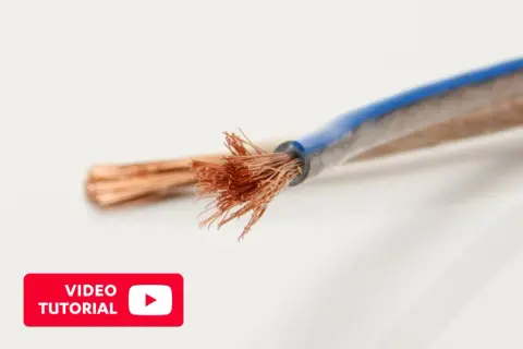Fils de cuivre dénudés, prêts pour une connexion enceinte. Tutoriel vidéo disponible.