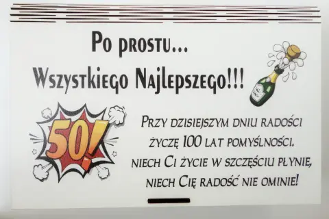 Wesołe życzenia na 50 lat dla faceta! Jubilatowi życzymy 100 lat pomyślności, szczęścia i radości.