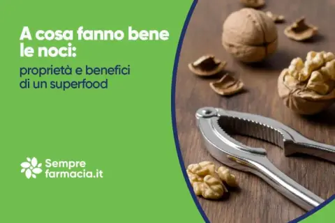 Noci e schiaccianoci su un tavolo di legno. Mangiare noci alla sera fa bene.