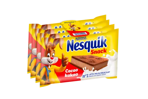 Opakowania Nesquik Snack o smaku kakaowym z królikiem.