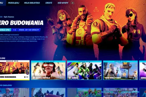 Postacie z gry Fortnite w trybie Zero Budowania. To popularne gry online, gdzie gracze walczą bez budowania.