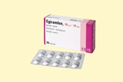 Opakowanie leku Egiramlon, zawierające 30 kapsułek. Jest to lek stosowany w leczeniu nadciśnienia, podobnie jak tritace.
