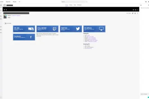 Twitch-Panels mit Links zu Spenden, Social Media und PC-Specs. Die Größe der Panels ist gut gewählt.