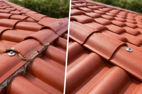 Comparativa de tejado: antes y después de cómo instalar panel sándwich teja.