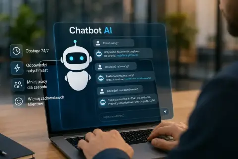 Chatbot AI odpowiada na pytania o cennik, reklamacje i zamówienia, zapewniając obsługę 24/7.