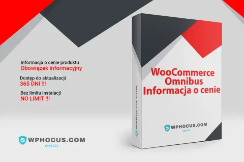 WooCommerce Omnibus: Informacja o cenie produktu. Dostęp do aktualizacji 365 dni, bez limitu instalacji. WPHOCUS.COM GNU GPL.