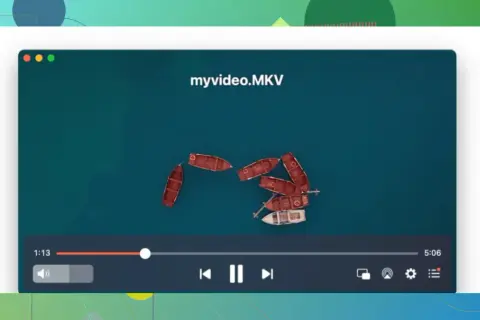 A video player shows a cluster of small boats on the water, playing a file named "myvideo.MKV".