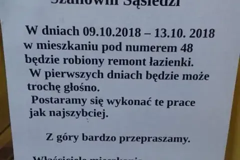 Do której można robić remont w bloku, aby nie przeszkadzać sąsiadom?