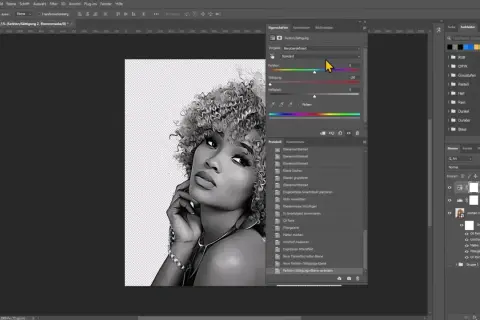 Dans Photoshop, on ajuste le réglage Farbton/Sättigung pour changer couleur d'une image.