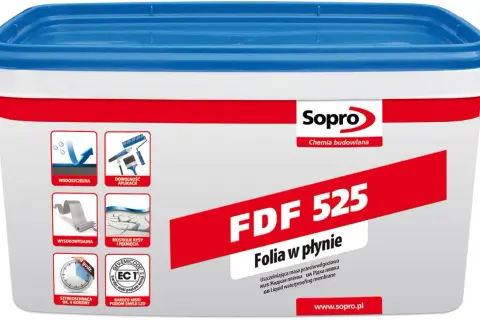 Sopro FDF 525 - folia w płynie, uszczelniająca masa przeciwwilgociowa. Wodoodporna, łatwa w aplikacji, szybkoschnąca izolacja w płynie.