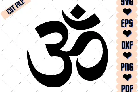 Symbol Om, kluczowy w hinduizmie, jako plik do wycinania. Dostępny w formatach SVG, EPS, DXF, PNG, PDF.