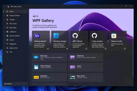 WPF Gallery Preview, prezentująca nowoczesny wpf ui. Znajdziesz tu przykłady, wskazówki i narzędzia do tworzenia aplikacji.