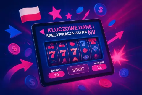 Tablet z automatem do gry, polską flagą i symbolami wygranej.