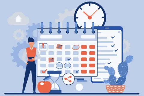 Un uomo osserva un calendario, simbolo di organizzazione e gestione del tempo. Capire cos'è un timesheet aiuta a pianificare le attività lavorative in modo efficiente.
