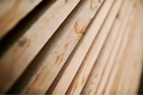 Lignes de bois avivé, aux teintes claires et naturelles, prêtes à être transformées.