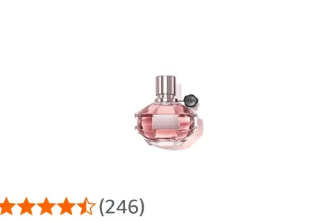 Różowy flakon perfum Flowerbomb Nectar Viktor&Rolf, z błyszczącym korkiem i etykietą.