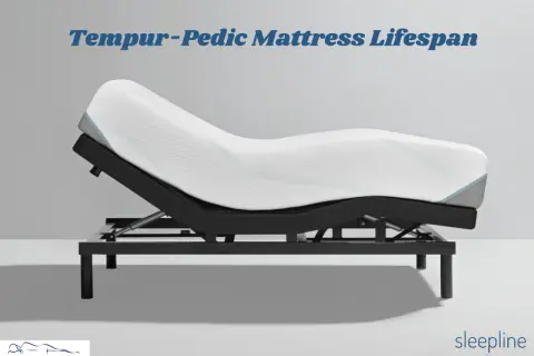 A Tempur-Pedic mattress on an adjustable base, illustrating the long lifespan of Tempur-Pedic mattresses.