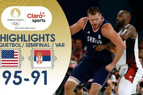 Partido de baloncesto: Estados Unidos vs Serbia, semifinales París 2024. El marcador final fue 95-91.
