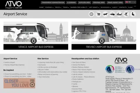 Autobus ATVO obsługuje lotniska w Wenecji i Treviso, oferując wygodne podróże.