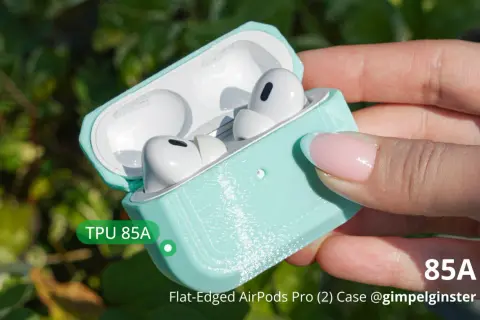 Miętowe etui na AirPods Pro (2) z TPU 85A. To materiał, który zapewnia elastyczność i wytrzymałość.